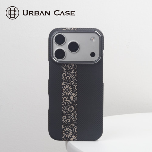 URBAN CASE砚花系列碳纤维纹理凯夫拉纹水贴PC半包磁吸适用于iPhone17pro/18promax编织纹手机壳新款商务个性