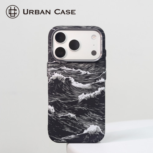 URBAN CASE 玄海系列限定款凯夫拉纹浮雕手工水贴磁吸适用于iPhone17promax手机壳17pro硬壳保护套磨砂防手汗