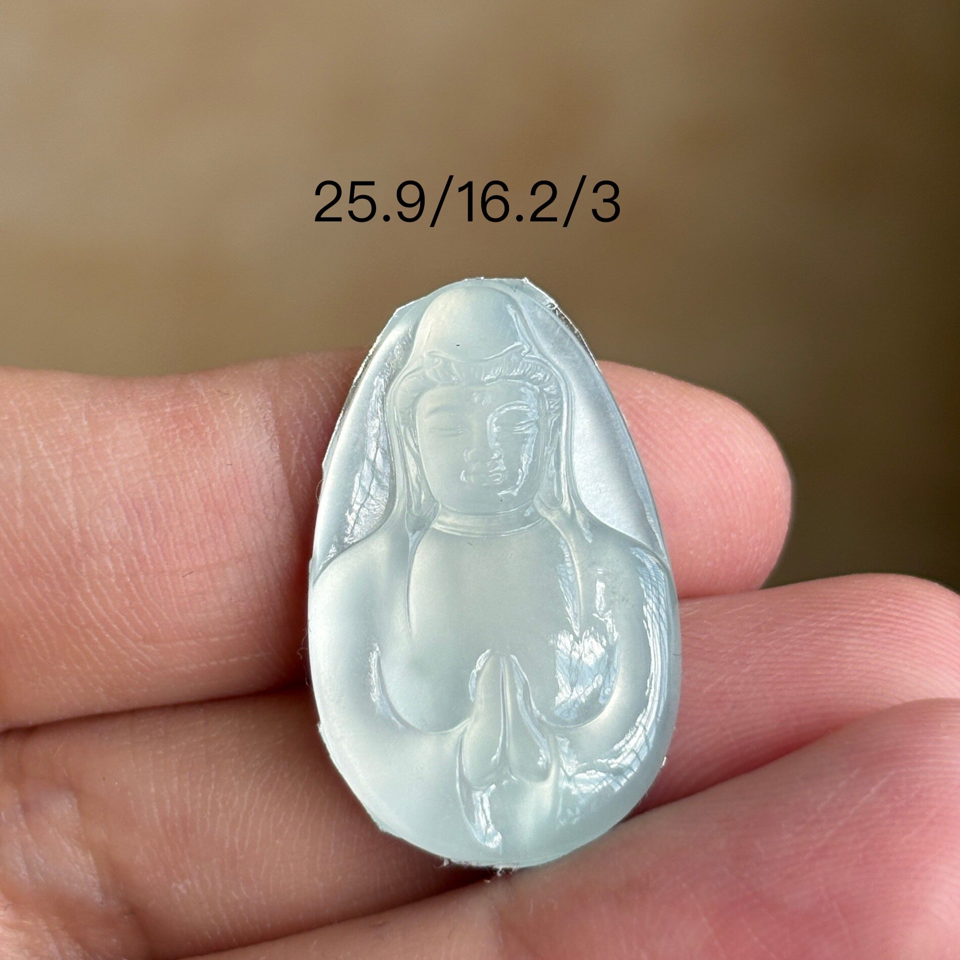 缅甸翡翠A货高冰种起光合掌观音裸石吊坠一刀切观音玉吊坠挂件