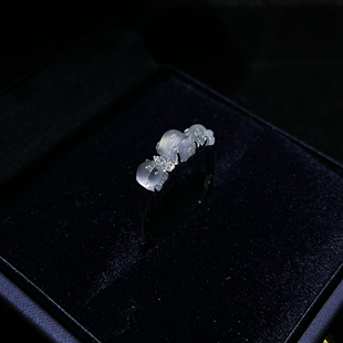 天然缅甸翡翠A货高冰玻璃底翡翠18K小猪排戒翡翠戒指翡翠小猪戒指