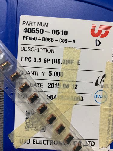 UJU连接器 PF050-B06B-C09-A 6pin 0.5mm FPC连接器 深圳仓储