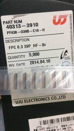 UJU连接器PF030-039B-C10-H 39Pin 0.3mm FPC连接器 深圳仓储