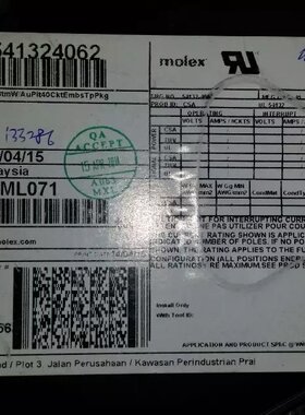 MOLEX/连接器 54132-4062 0541324062 FFC/FPC连接器 原装货