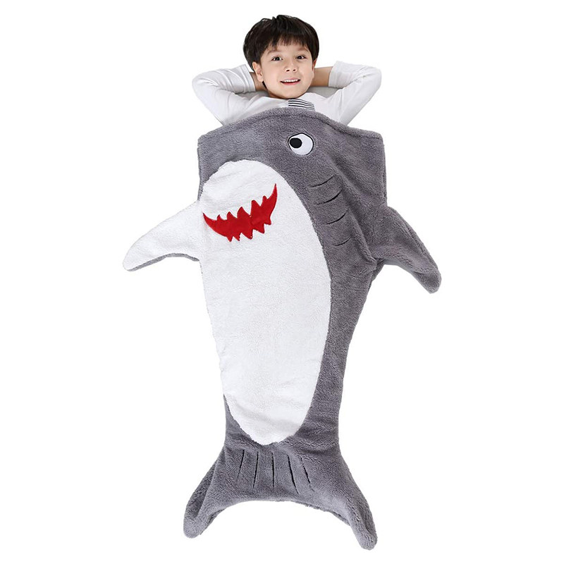 鲨鱼睡袋儿童趣味鱼尾睡毯防踢被