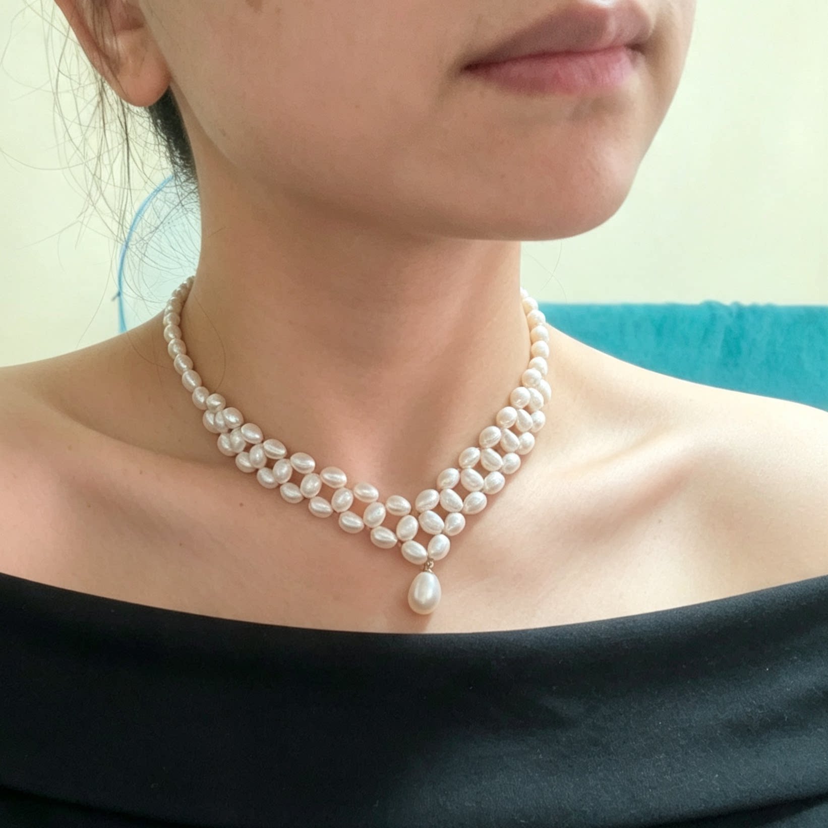 甲状腺遮疤痕天然淡水珍珠可调节编织项链女纯银轻奢小众锁骨链新