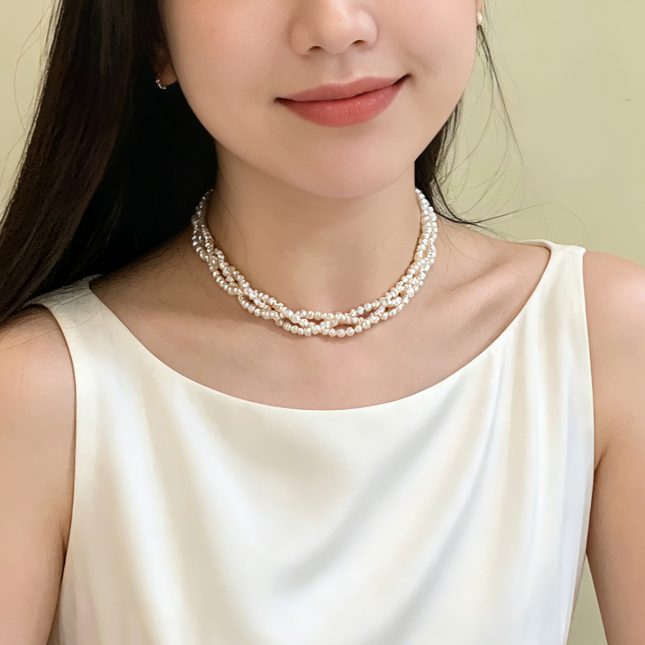 三层法式优雅多层珍珠串珠项链气质轻奢小众设计感锁骨链疤痕遮挡