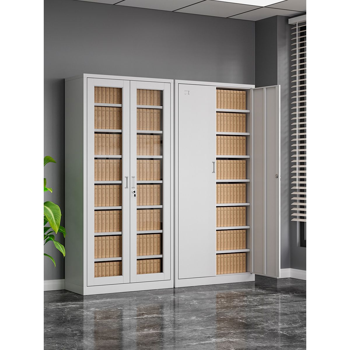 会计财务凭证柜钢制通玻资料合同专用档案柜铁皮储物办公室文件柜