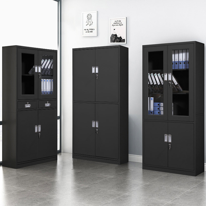 办公文件柜纯黑色拆装铁皮柜档案资料柜带锁矮柜子财务凭证柜铁柜,商业/办公家具,办公储物柜,淘宝优惠券,粉丝福利购,淘宝优惠卷
