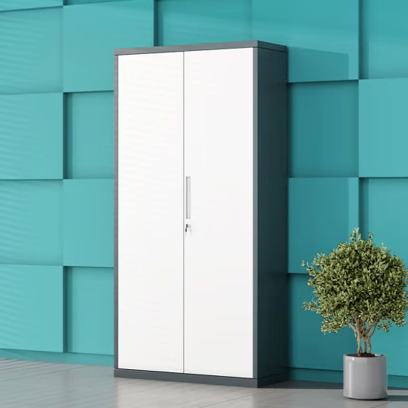 铁皮柜资料档案储物拆装柜现代办公文件薄边灰白套色通铁对开收纳