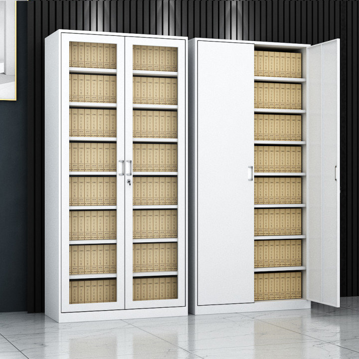 办公室加厚财务凭证柜文件柜资料档案铁皮柜玻璃门7层会计储物柜