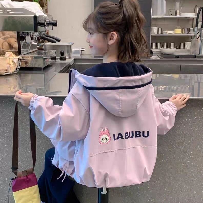 女童双面穿外套2026春秋季新款中大童韩版时尚洋气连帽登山服