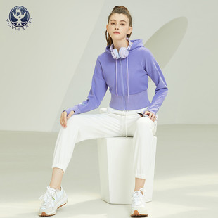 活力哈达瑜伽服2022秋冬新款永望浅紫色瑜伽外套卫衣印花工艺高端