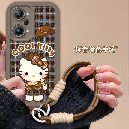 格纹凯蒂猫适用于OPPO K10Pro手机壳Pro全包PGIM10磨砂可爱KT猫防摔软壳高级感保护套卡通气囊创意新款手机套