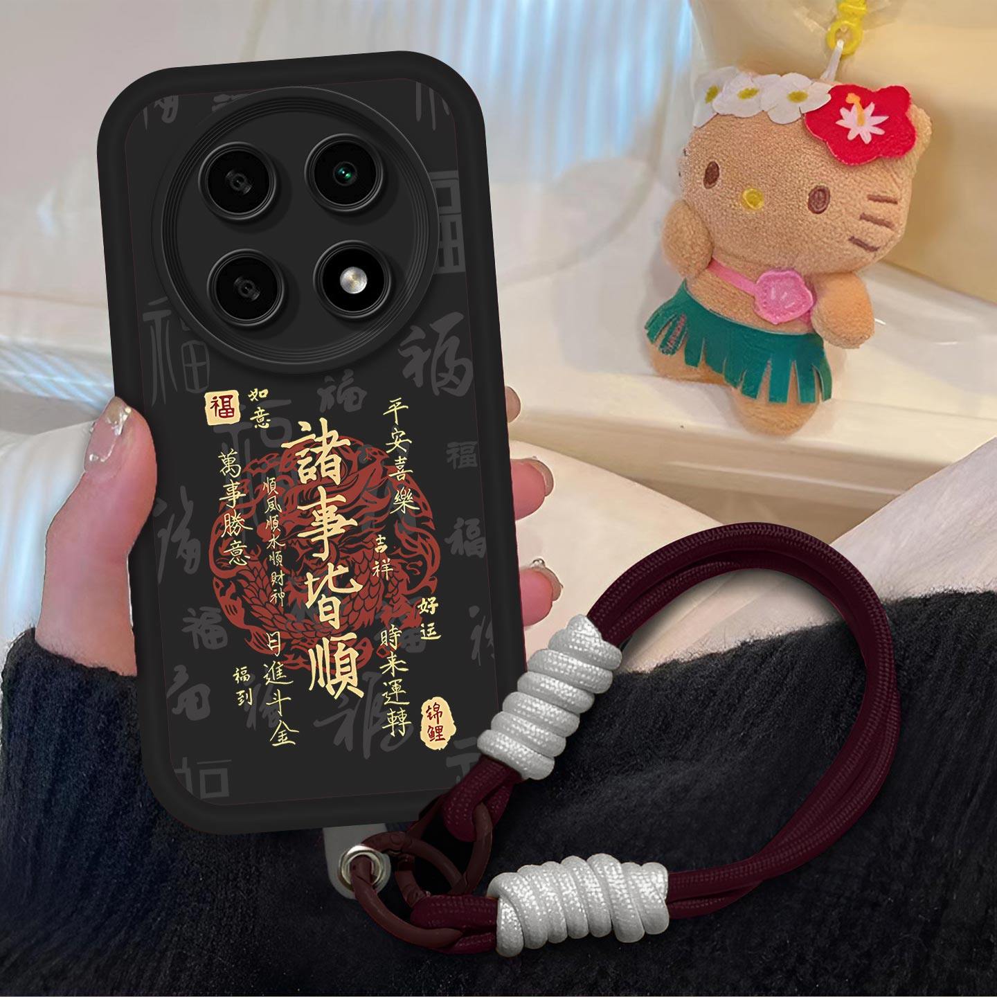 诸事皆顺适用于OPPOA6L手机壳A6GT镜头全包PLL110国风耐脏防摔软壳日进斗金保护套磨砂创意新款高级感手机套