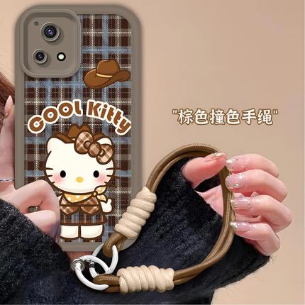 格纹凯蒂猫适用vivoY31S标准版手机壳y31s全包V2068A磨砂可爱KT猫防摔软壳高级感保护套卡通V2054A新款手机套