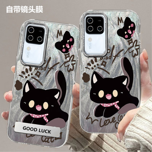 带镜头膜适用vivos18Pro手机壳s18Pro全包V2344A可爱猫咪高颜值防摔硬壳高级感保护套轻奢软边新款手机套外壳