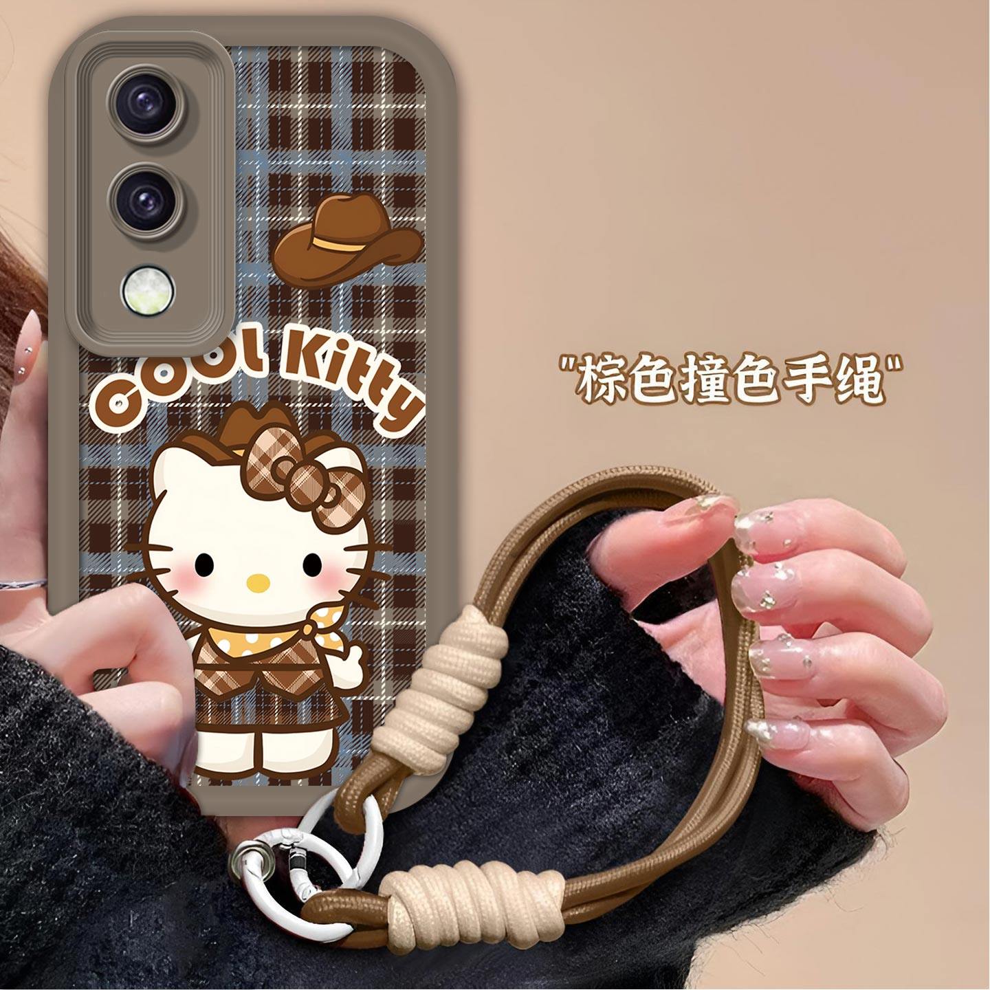 格纹凯蒂猫适用OPPO A3活力版手机壳OPPO A3x全包PKD110磨砂可爱KT猫防摔软壳高级感保护套PKD130新款手机套x