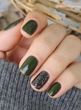 玩卡058橄榄绿秋冬显白美甲专用芭比树脂可卸光疗绿色甲油胶