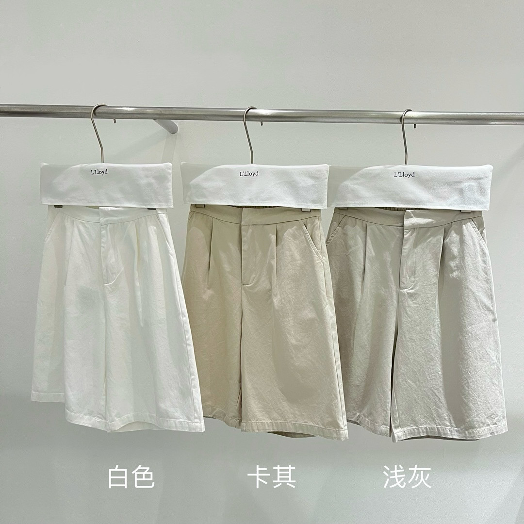 NN | 2026新款百搭休闲裤女夏薄款高级感设计感高腰阔腿裤短裤