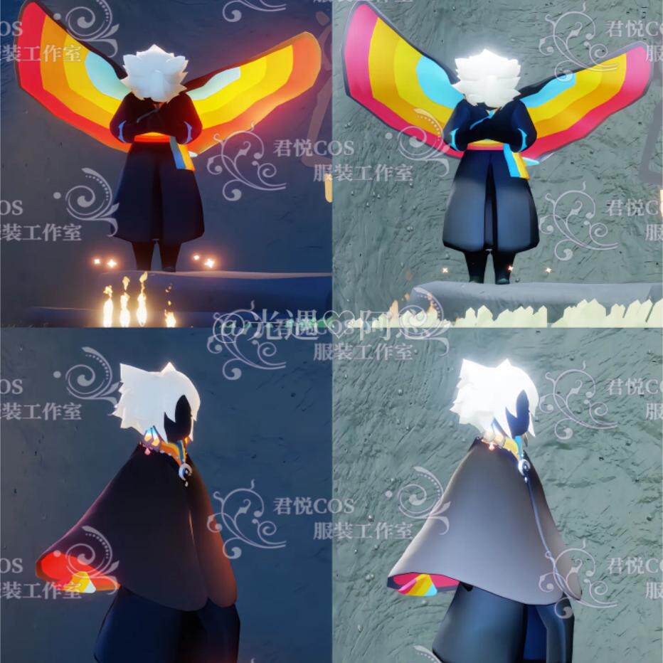 君悦定制 Sky光遇Cos服光之子彩虹日暗彩斗篷定制图片