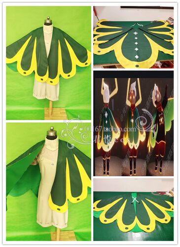 君悦Sky光遇重组集结季新款内搭斗篷绿叶花瓣连帽背带裤cos服装 - 封面