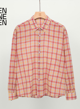 TEN ONE TEN 进口羊毛撞色格纹衬衫男女同款中性百搭春秋