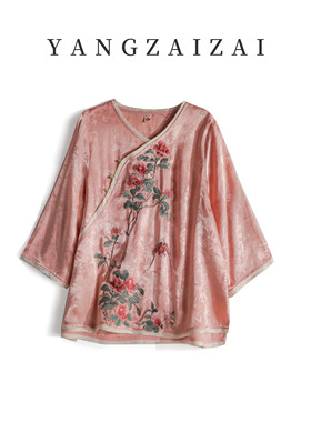 羊在在【本草纲目】改良提花衬衫女国风小衫新中式上衣SY24XL1081