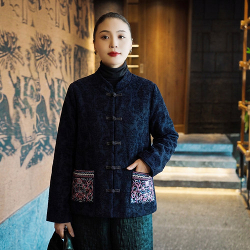 加厚棉袄手工盘扣新中式国风棉服