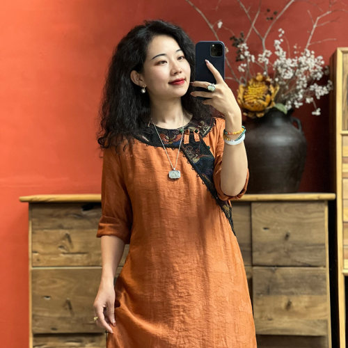 中式改良连衣裙修身显瘦女裙子
