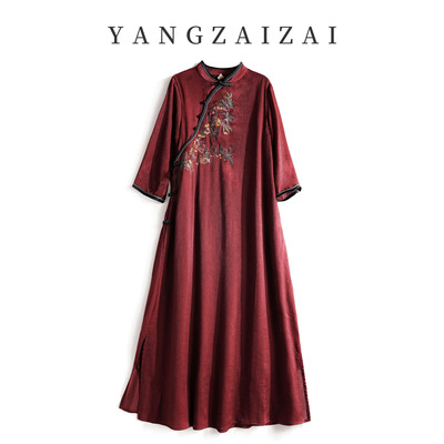 羊在在【花田喜事】旗袍连衣裙女新中式国风夏日常显瘦L24XL1082