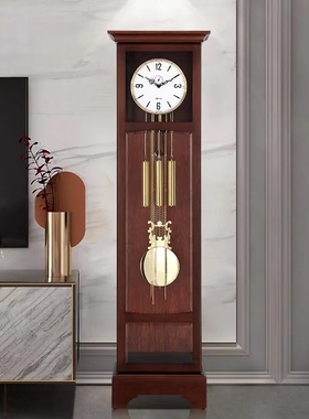 德国赫姆勒新中式机械钟客厅实木简约落地钟家用座钟立钟欧式透视