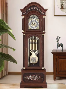 德国赫姆勒九音管客厅欧式机械落地钟实木报时 座钟中式别墅家用