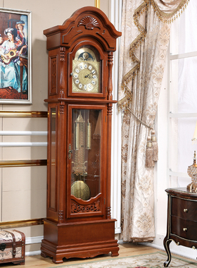 落地钟北极星客厅欧式实木机械四音拉链座钟机芯立钟升级古典重锤
