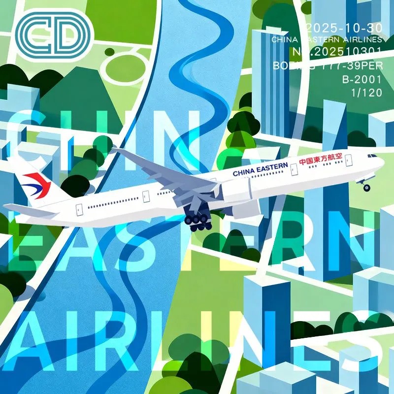 【炒蛋会飞】客机纸模型图纸B777-300ER东方航空B-2001