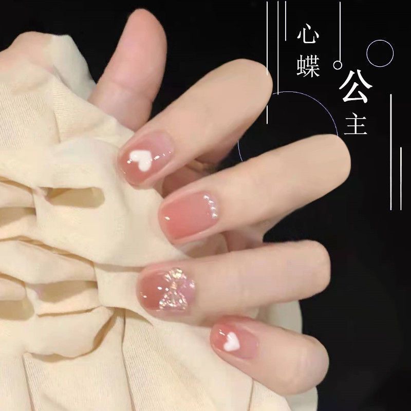 网红手假指甲秋冬季新娘新款短款法式美甲果冻胶甲片