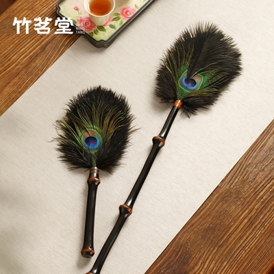 筇竹孔雀羽毛除尘掸扫灰除尘神器