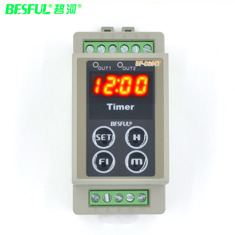 双路定时器碧河BF-D204T定时开关自动时间控制器电子时控开关220V
