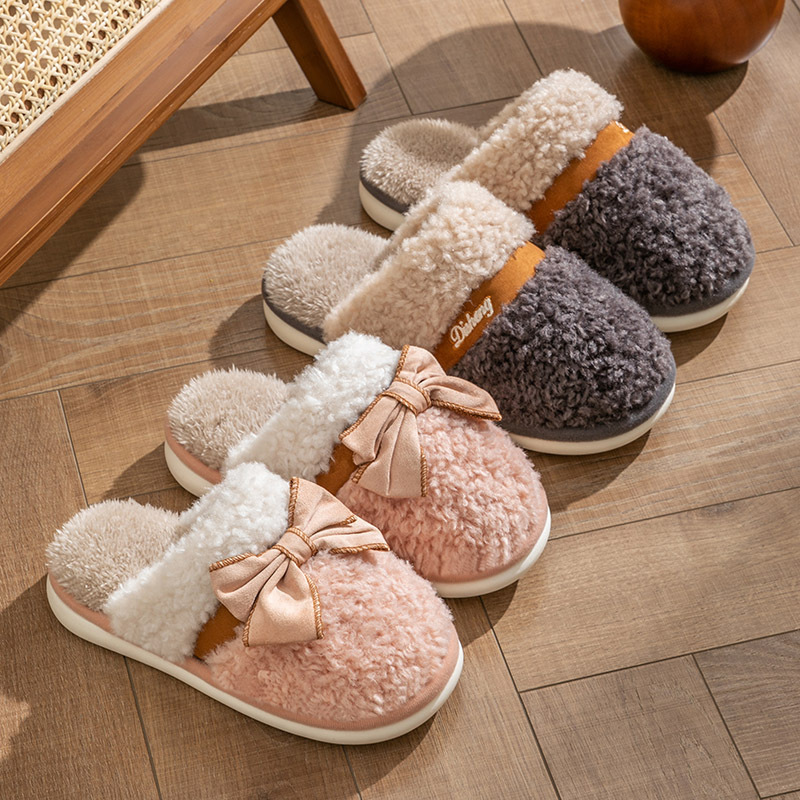 加厚秋冬季保暖毛毛拖鞋可爱家居
