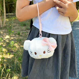 零钱包可爱玉桂狗挂件迷你耳机包随身硬币毛绒收纳包口红包杂物包