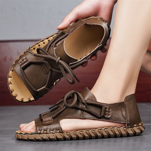 罗马皮凉鞋男款2025夏季外穿时尚软底防滑休闲开车沙滩鞋镂空男鞋