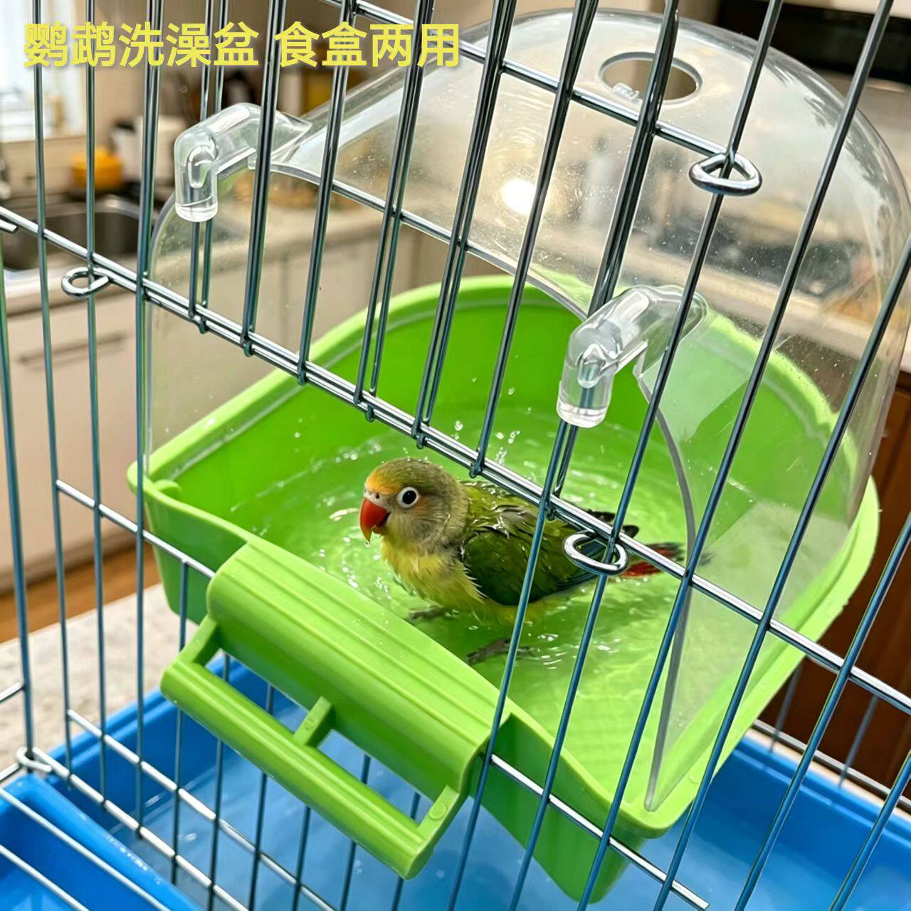 鹦鹉洗澡盆专用洗澡神器外置式  小太阳玄风鸟虎皮食盒两用挂壁式