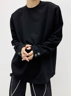 SAVIOR袖口设计感圆领长袖t恤男宽松基础潮牌穿搭春秋上衣打底衫