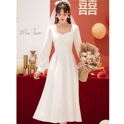 登记领证白色小礼服裙2025新款