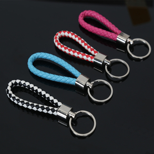 创意简约手工皮绳编织汽车钥匙扣加粗实用腰挂情侣包包挂饰钥匙圈
