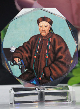胡雪岩水晶人像模型发光小摆件台创意生日礼物纪念珍藏工艺品
