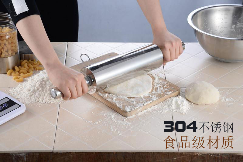 304不锈钢滚轴擀面杖烘焙DIY擀面棍压面棍滚轴翻糖走锤做饼擀面杖