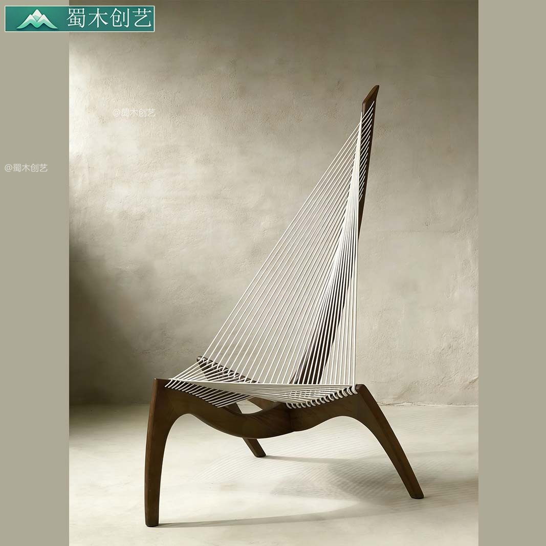 蜀木创艺户外木质编织躺椅