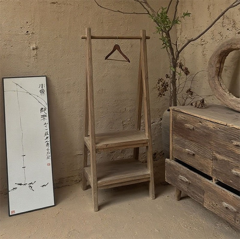 复古风实木衣帽架做旧衣架原木衣架客厅衣帽架收纳衣架置物架