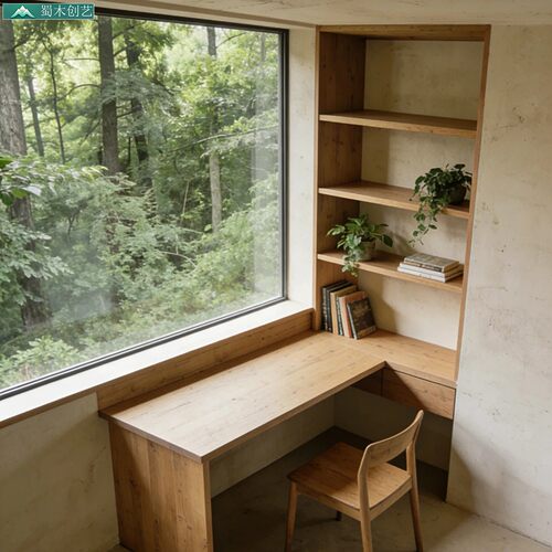 实木L型转角书桌双人电脑桌