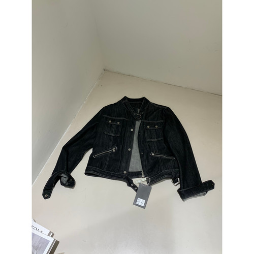 秋上新机车高级水洗黑色不掉色版型牛仔外套(不含内搭)7152